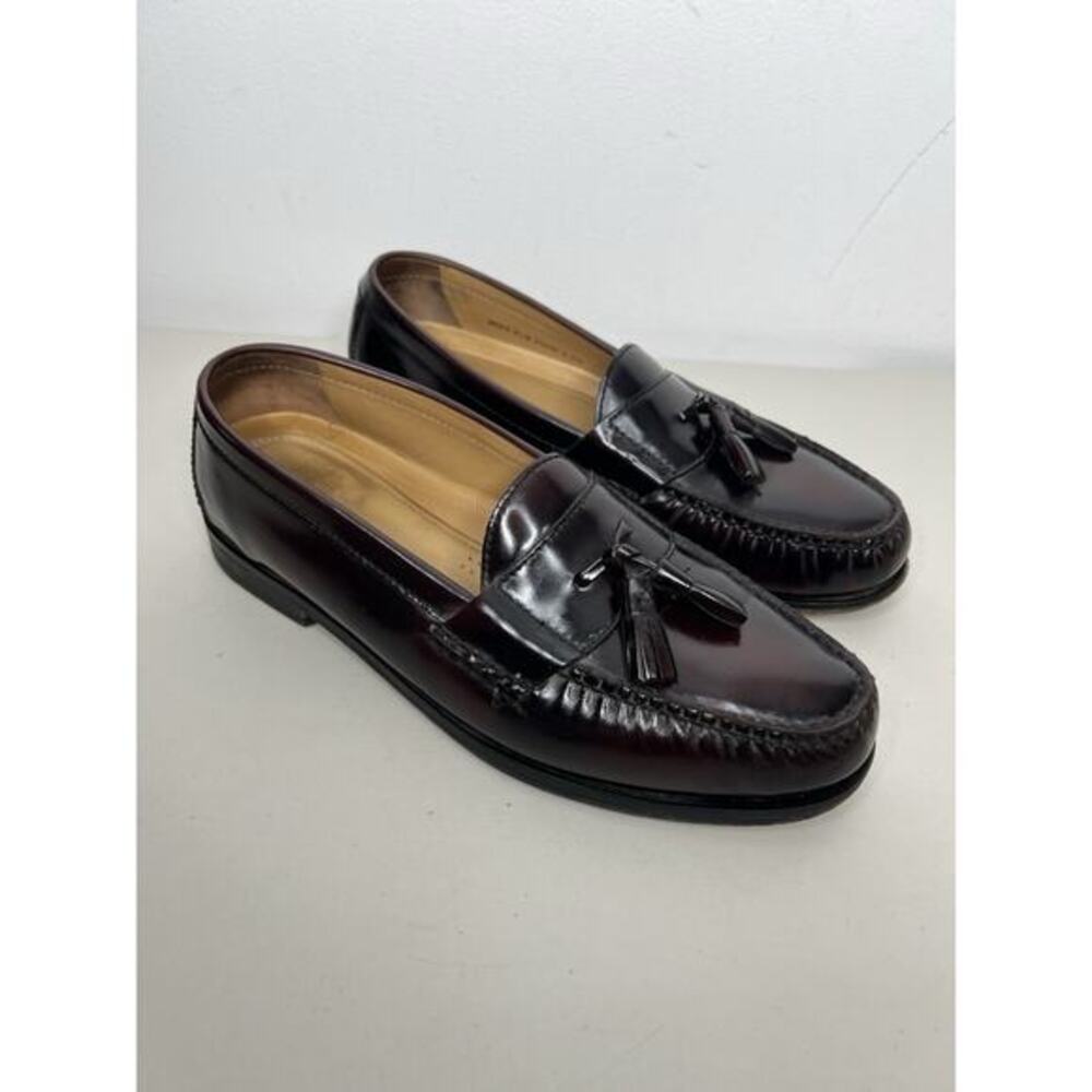 Cole Haan Mens Burgundy Tassel Loafers Leather Slip On Dress Shoes Size 9.5